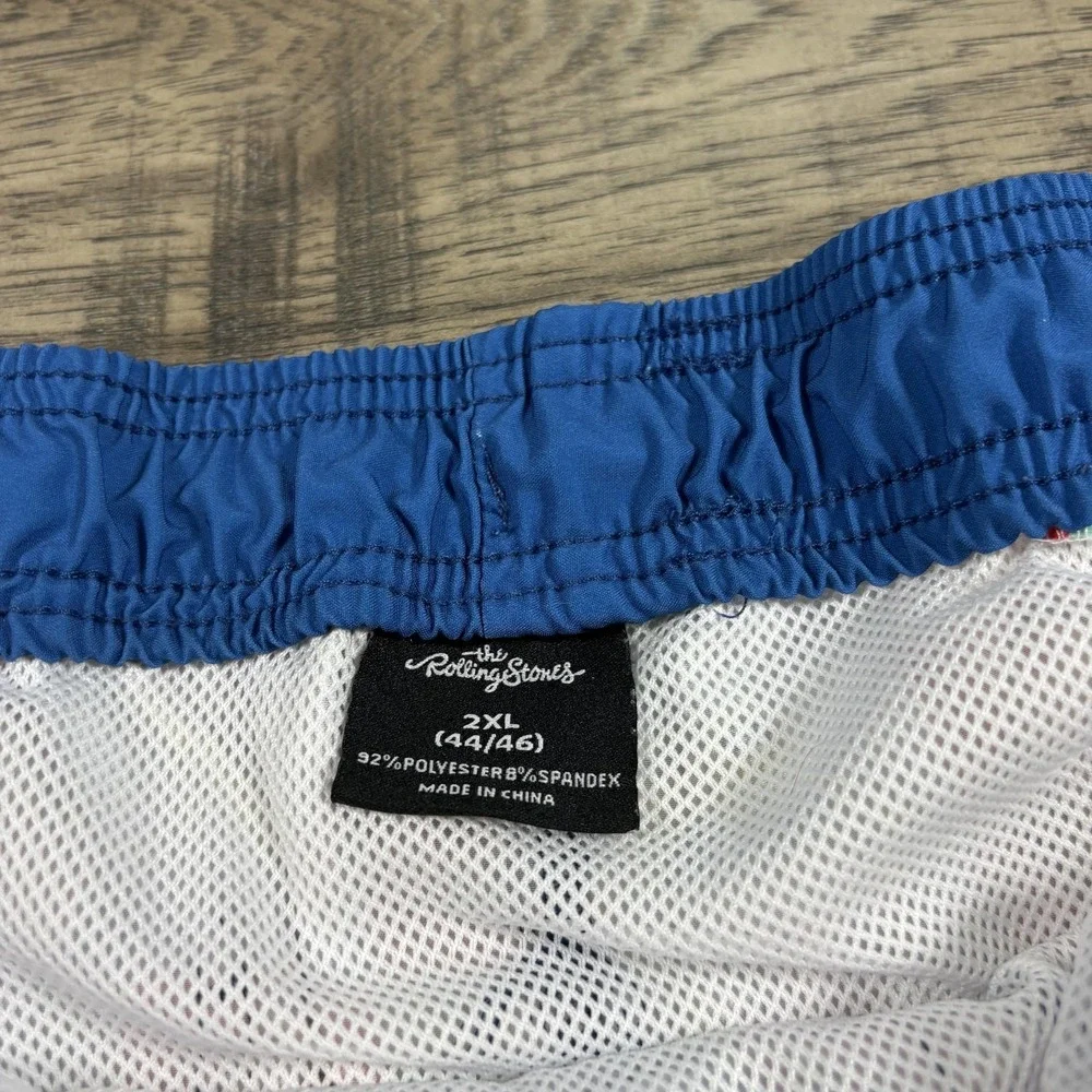 The Rolling Stones Swim Shorts Mens 2XL Multicolor Tongue Logo Band Swim‎ Trunks